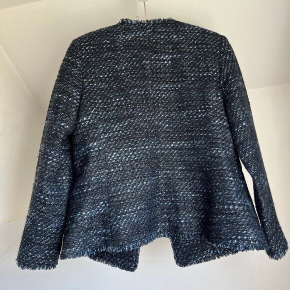Navy Metallic‎ Tweed Blazer Jacket Talbots Size 10 Career Evening Professional - Picture 9 of 10